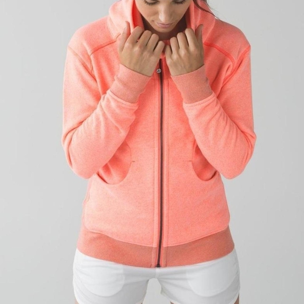 LULULEMON Women's On The Daily Hoodie Cotton - Heathered Grapefruit Sz 10 FLAWED